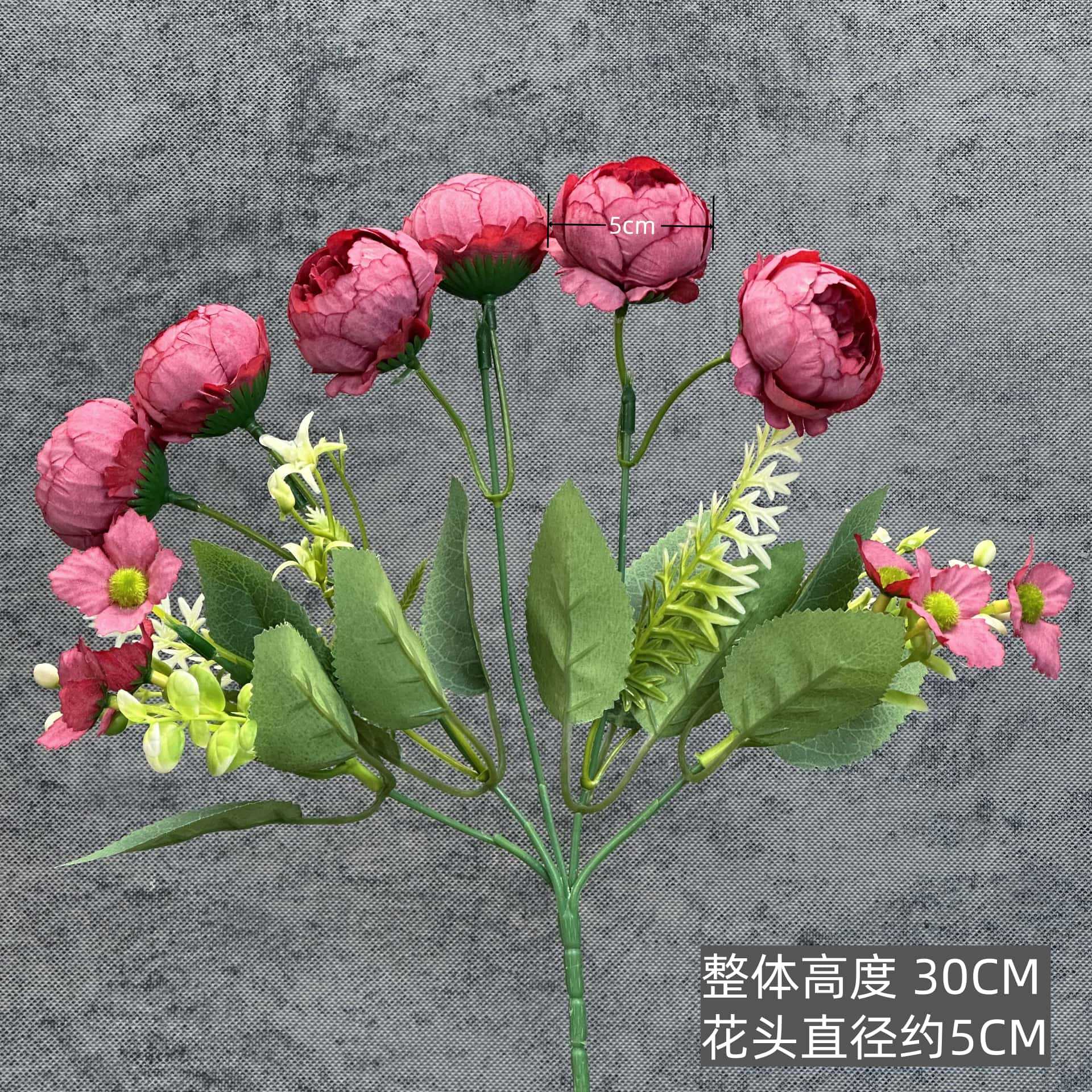Simulación de 5 horquillas de peonía decoración del hogar decoración de la boda decoración de flores falsas hechas a mano rosas transfronterizas adornos al por mayor