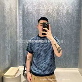 跨境天花板Dio迪家26新款满印提花毛织针织短袖T恤男款