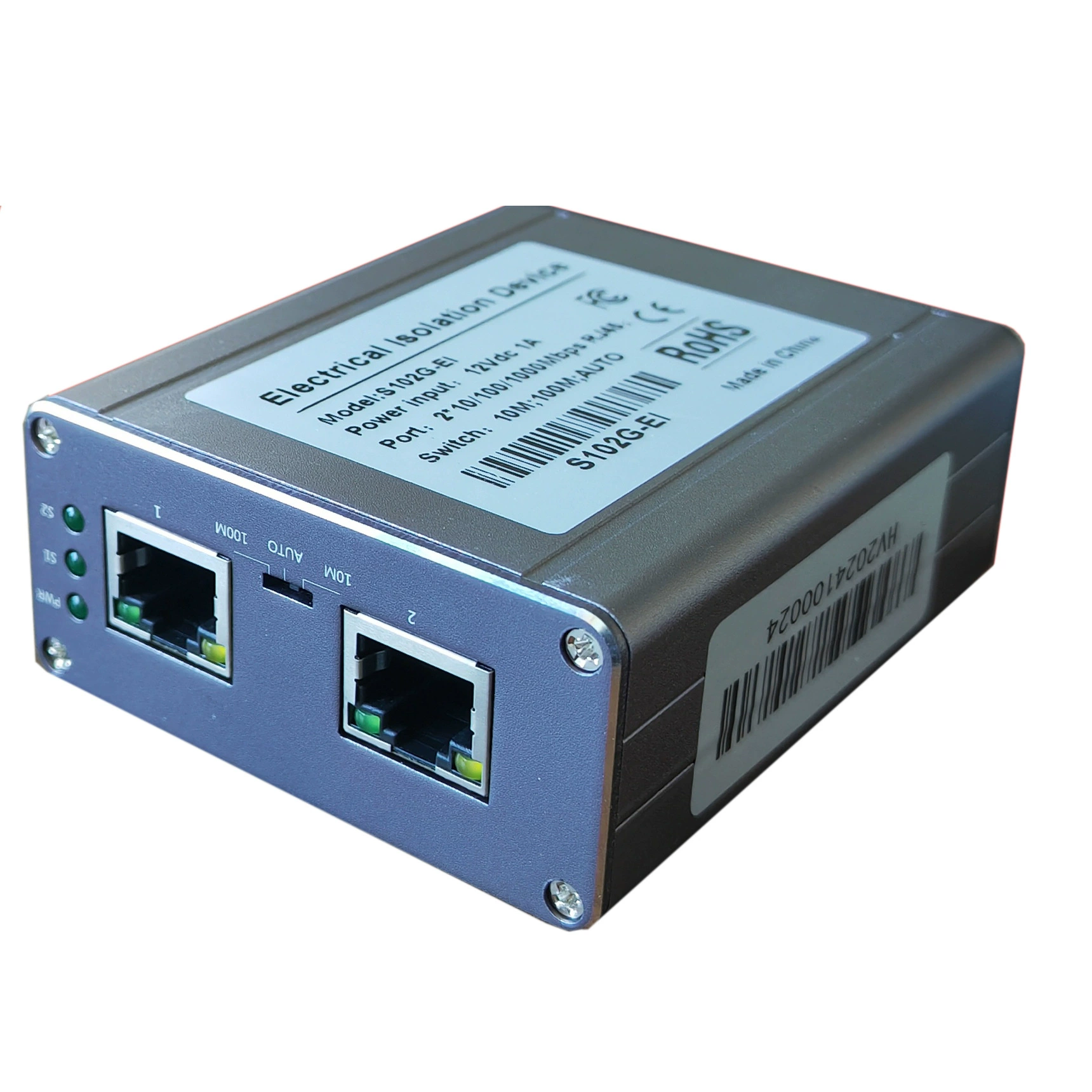 2-портовый гигабитный полностью электромагнитный изолирующий переключатель промышленного класса 2-портовый полностью изолированный переключатель Giga