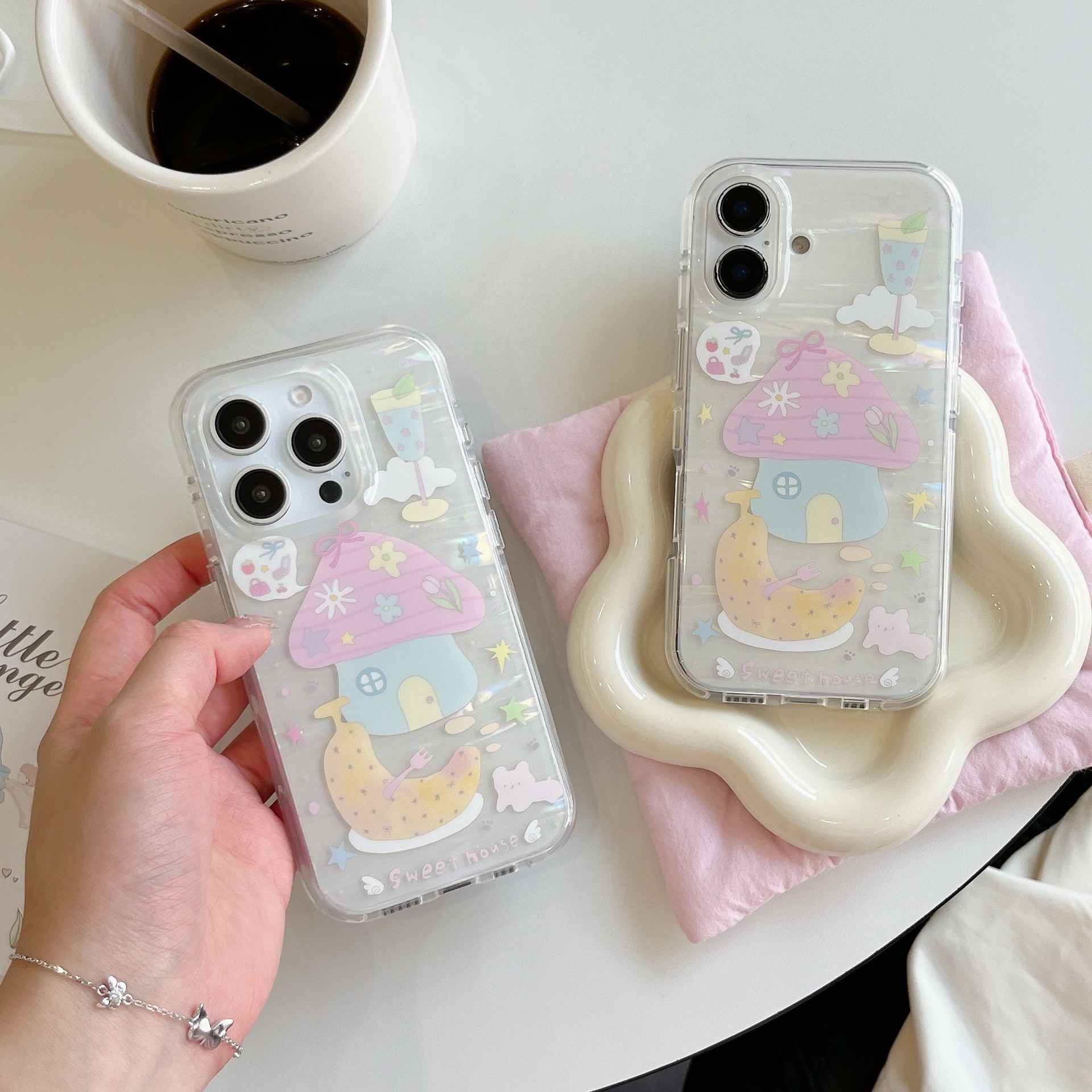 Ins viento patrón de concha casa plátano para iphone16ProMax funda para teléfono móvil Apple 14/15 mujer 13 nuevo