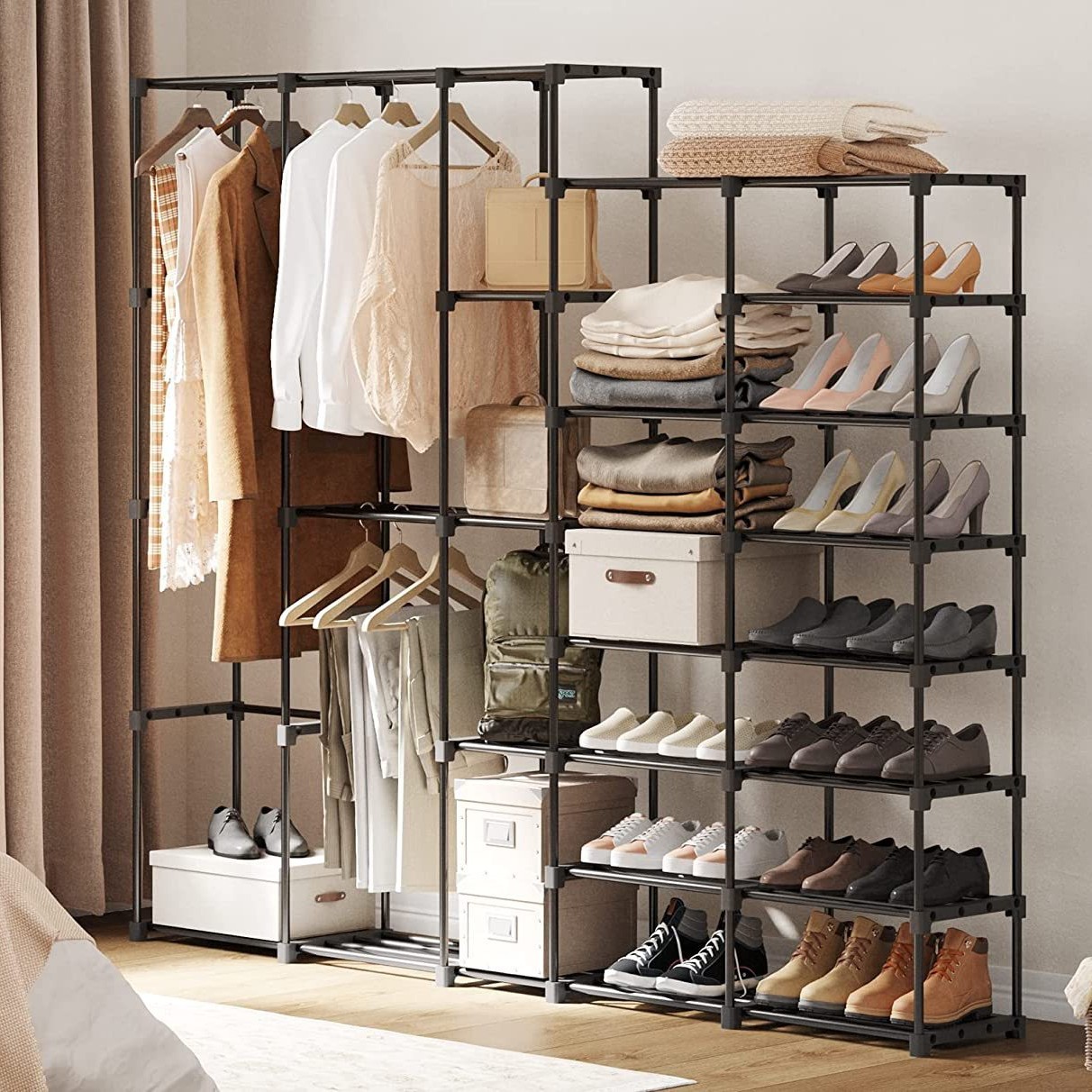 Armario portátil superventas transfronterizo con zapatero, independiente, DIY, integrado, de gran capacidad