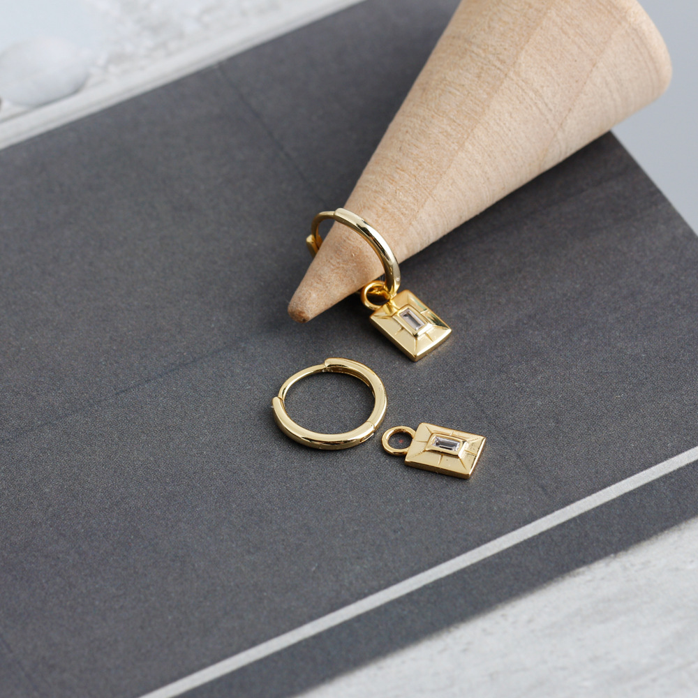 Fashion Geometric Sterling Silver Inlay Zircon Dangling Earrings 1 Pair