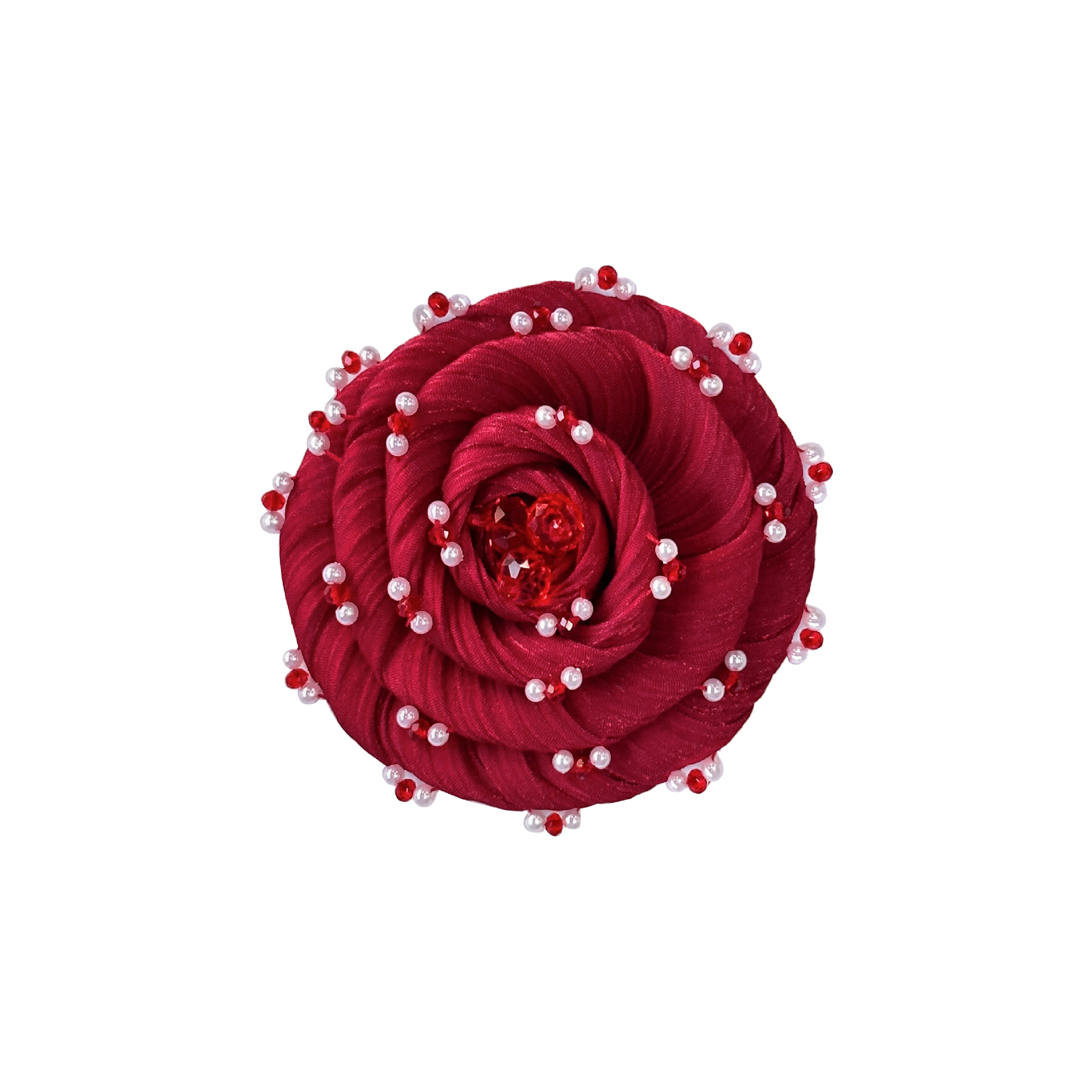 Flores de arena roja perlas multicolores adornadas con flores de tela broche de forma hermosa ropa joyas de cabello accesorios bolsos image 9