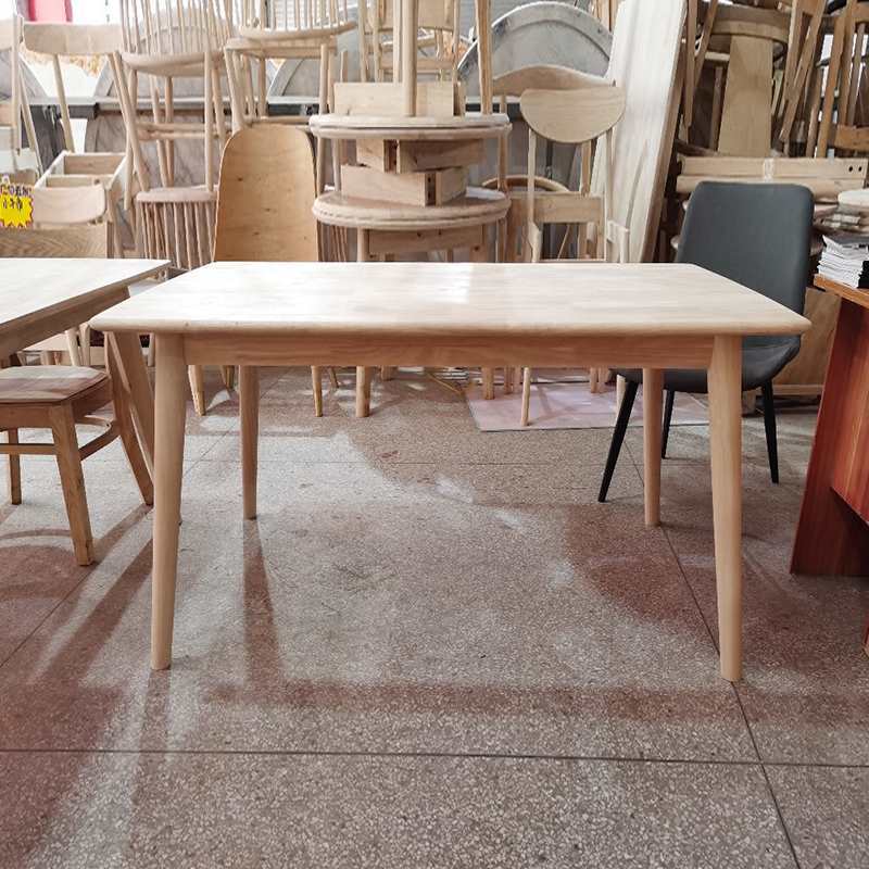 Japanese-Style Solid Wood White Dining Table Nordic Square Table DIY Handmade Art Table Paint-Free Rubber Wood Log