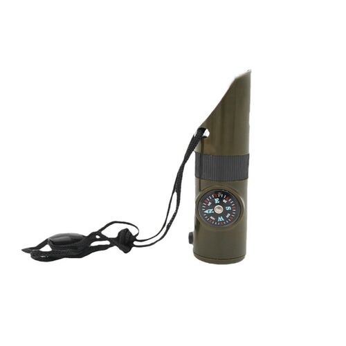Outdoor Professional 7-in-1 Multi-Function Survival Whistle SOS Emergency Rescue Strap Compass Thermometer High-Pitched Whistle