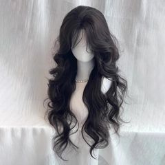 女性用ウィッグ、ハイレベル、大きなウェーブ、長い巻き毛、クールな雰囲気、レイヤードカーリング、人工毛、フルヘッドギア