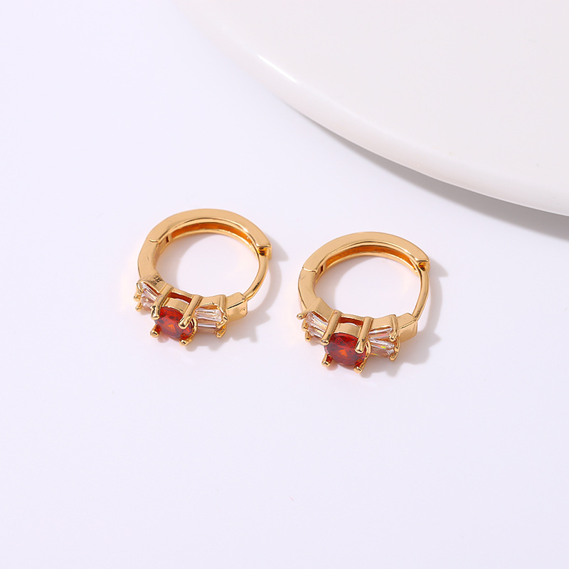 Europa y los Estados Unidos comercio exterior ins moda personalidad lujo ligero nicho color zircon pendientes de orejas de cobre micropantalón 18K