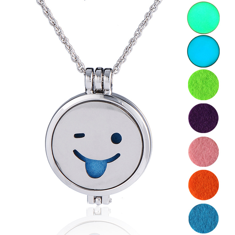 European And American Pendant Trend Atmosphere Fashion Hip Hop Smiley Face Expression Handmade Diy Aromatherapy Luminous Pendant Ornaments Necklace display picture 14