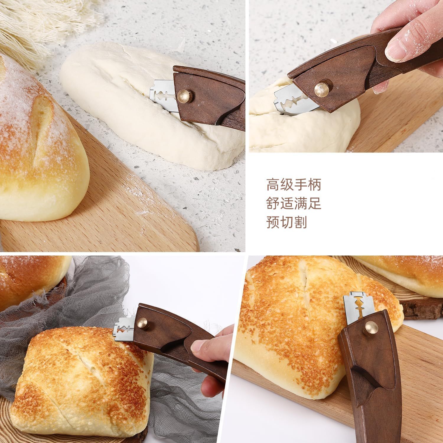 Nuevo mango de madera cuchillo de corte de pan cuchillo de corte de masa cuchillo de corte de pan europeo cuchillo de corte de pan herramienta de horneado