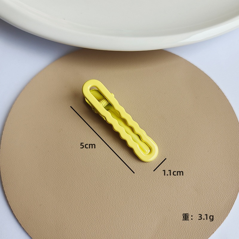 彩色5CM鸭嘴夹圆头镂空无痕U型夹少女前额刘海侧边夹DIY亮面底夹