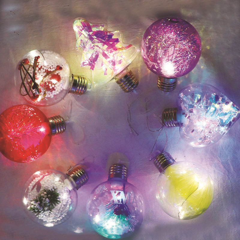 pet圣诞透明球塑料彩绘led圣诞球空心圆无缝彩色爱心球橱窗装饰品