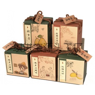 Ginger Jujube Chuanbei Passionfruit American Ginseng Autumn Pear Lemon Cream Hexagonal Square Glass Bottle Packaging Box Gift Box