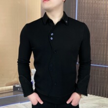 集潮社轻奢2025春秋季卫衣莲华门襟男士长袖卫衣收身潮男上衣休闲