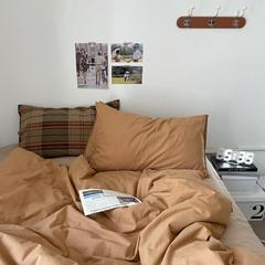 5ZV7批發親愛的伽利略/ins中古水洗棉床單四件套太妃咖全棉被套床