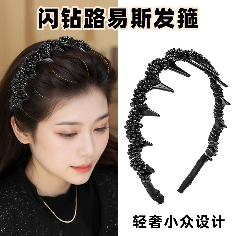 Diámetro flash Louise cabello ligero temperamento lujoso alto cráneo cabello de cabello abrazadera de cabello de alta calidad estilo extranjero tocado de moda