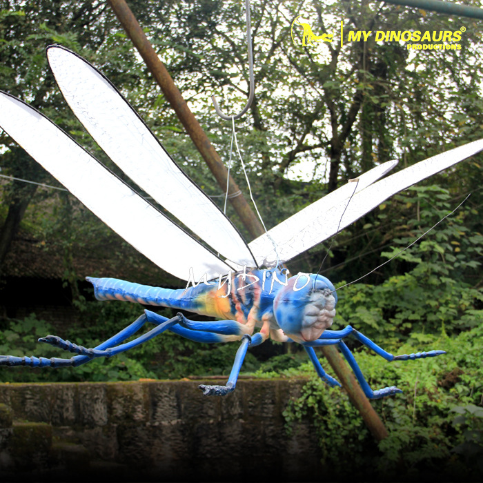 户外创意软体硅胶彩蜻蜓雕塑 公园草地昆虫模型树脂纤维雕塑