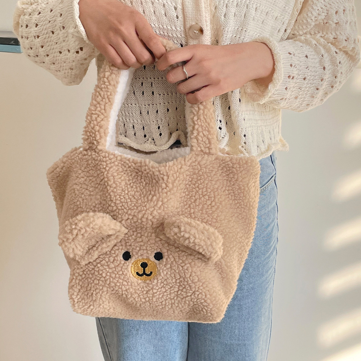Amazon suministro transfronterizo/Oso de peluche bolso de doble uso del bolso de invierno de lana de cordero bolso de la momia