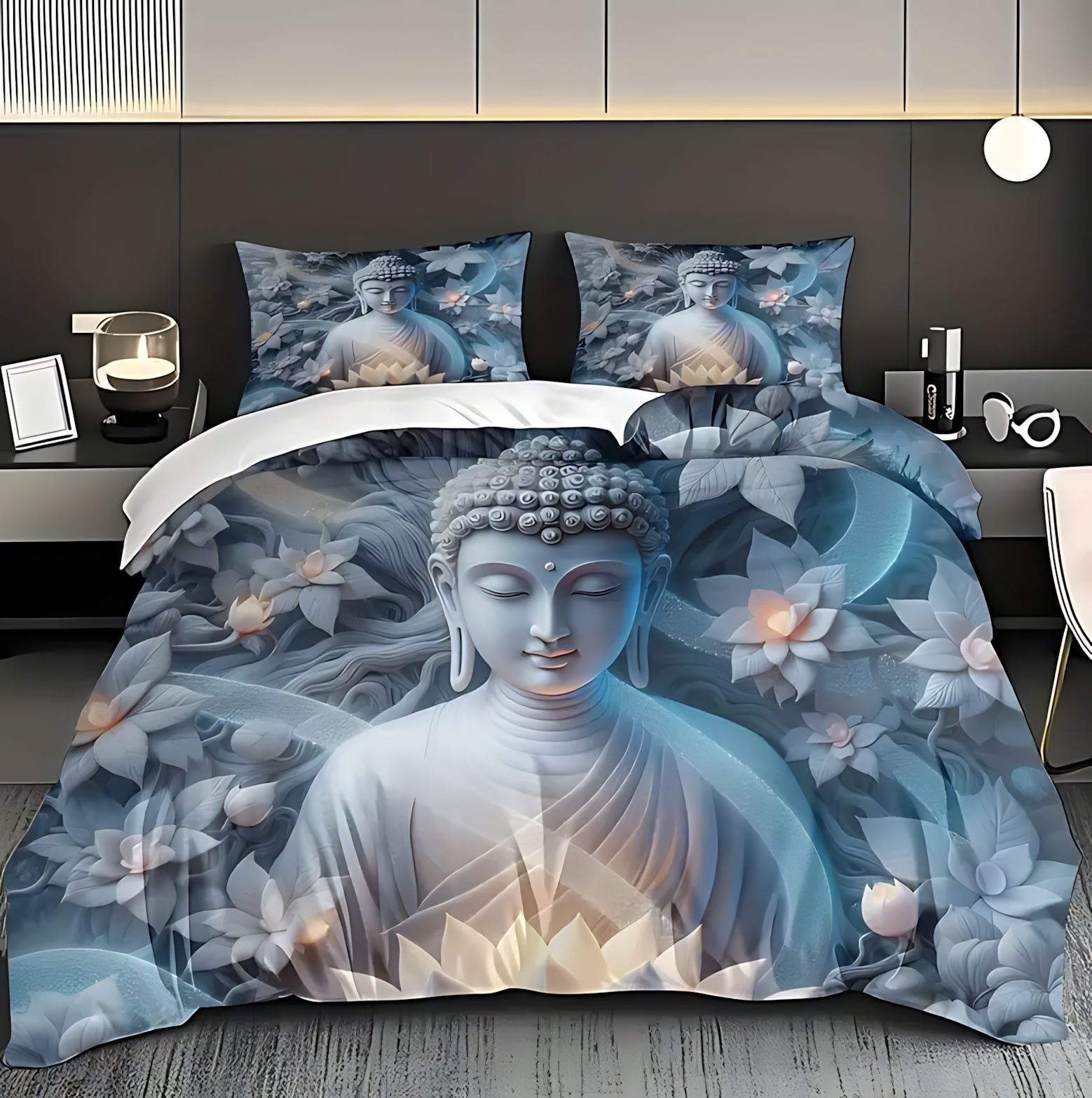 TEMU / JIT comercio exterior transfronterizo cómodo Zen Buda tema de impresión digital HD colcha colcha colcha colcha kit