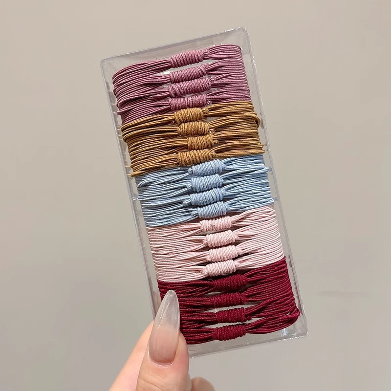 Cuerdas de cabeza de alta sensación multi-círculo de goma cuerdas de cabello de cabello de cola de caballo de alto anillo de cabello de alta elasticidad cubierta de cuero al por mayor