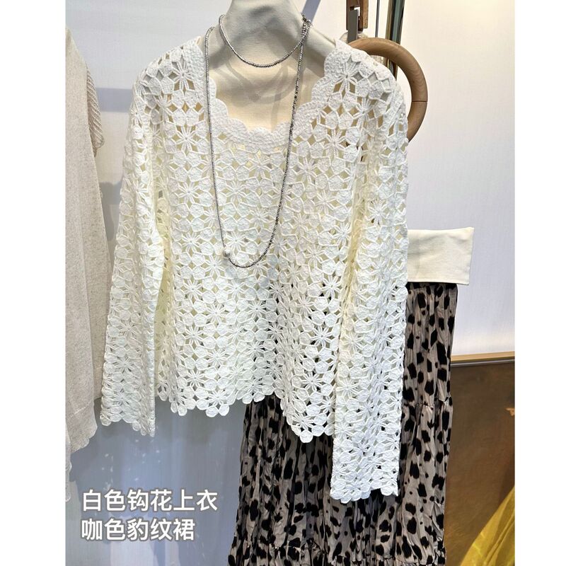 Clothing number homemade South Korea designer pick hole flower sweater women wear loose retro lazy 2025 early spring new Clothing number homemade South Korea designer pick hole flower sweater women wear loose retro lazy 2025 early spring new
