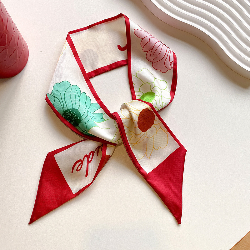 Nuevo estilo coreano retró largo bufandas de seda correa de cabello para mujeres mano mano mano mano 26 letras inglesas cinta al por mayor