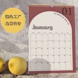 跨境定制2025年英文版日历线圈日程记事桌面台历美国假期墙式挂历