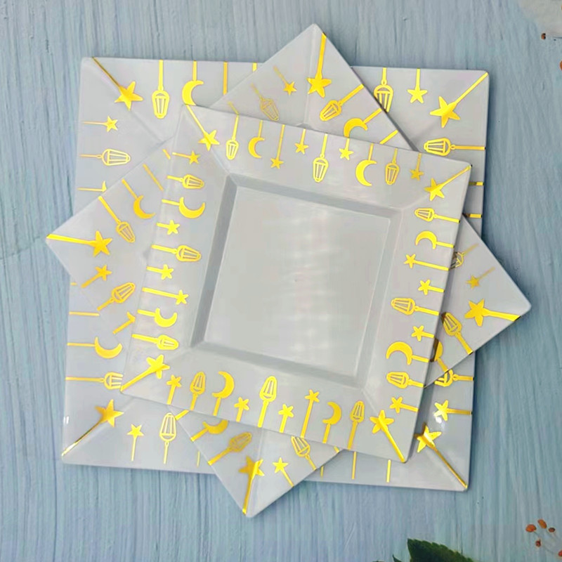 Plastic Disposable Plate High Color Value Household Dish Plate Fruit Plate Hotel Pastry Dessert Plate Picnic Barbecue Plate