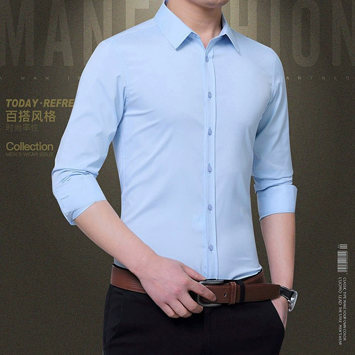 Рубашка, мужской костюм-жакет классический для работы, Slim fit, осень