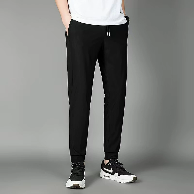 Летний ледяной шелк спортивные мужские брюки тонкие быстрые прямые брюки летние свободные толстые брюки большого размера повседневные брюки через границу