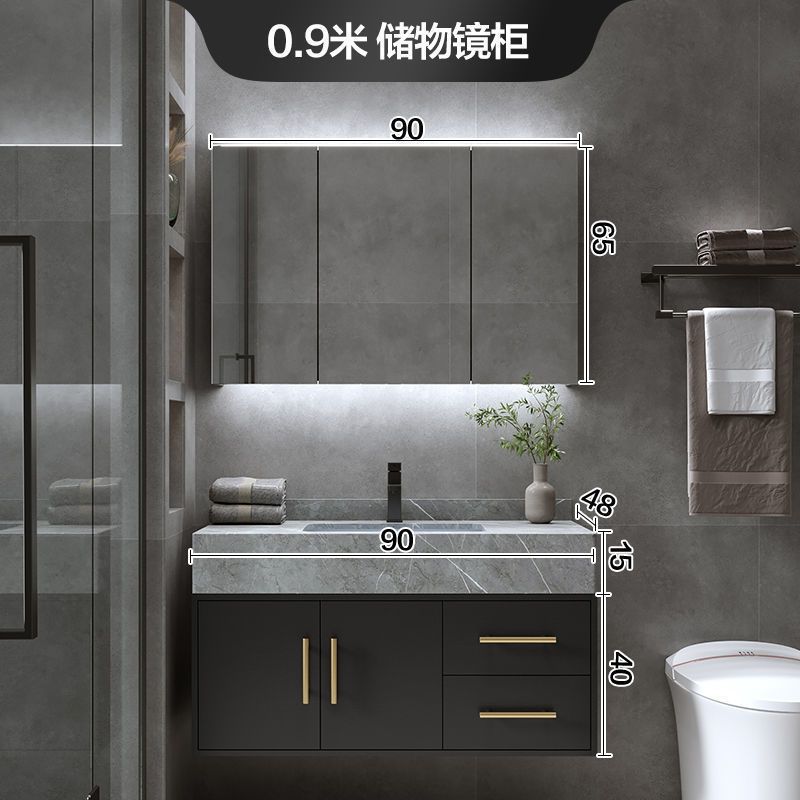 Placa de roca integrada cuenca gabinete de baño combinación de luz de lujo baño lavabo gabinete de mesa de lavado traje