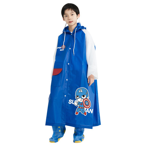 Indoor & Outdoor Waterproof Raincoat for Boys and Girls with Pouch and Backpack, Cartoon Style, Suitable for Students