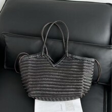 2026进口牛皮手工编织菜篮子包法式复古ins度假风托特包真皮女包
