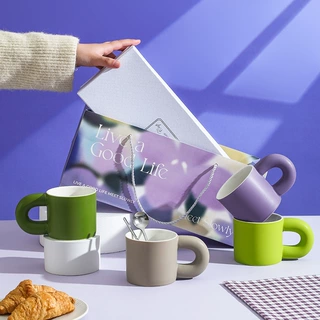 好好生活高颜值陶瓷马克杯礼品马卡龙情侣对杯水杯节日活动伴手礼