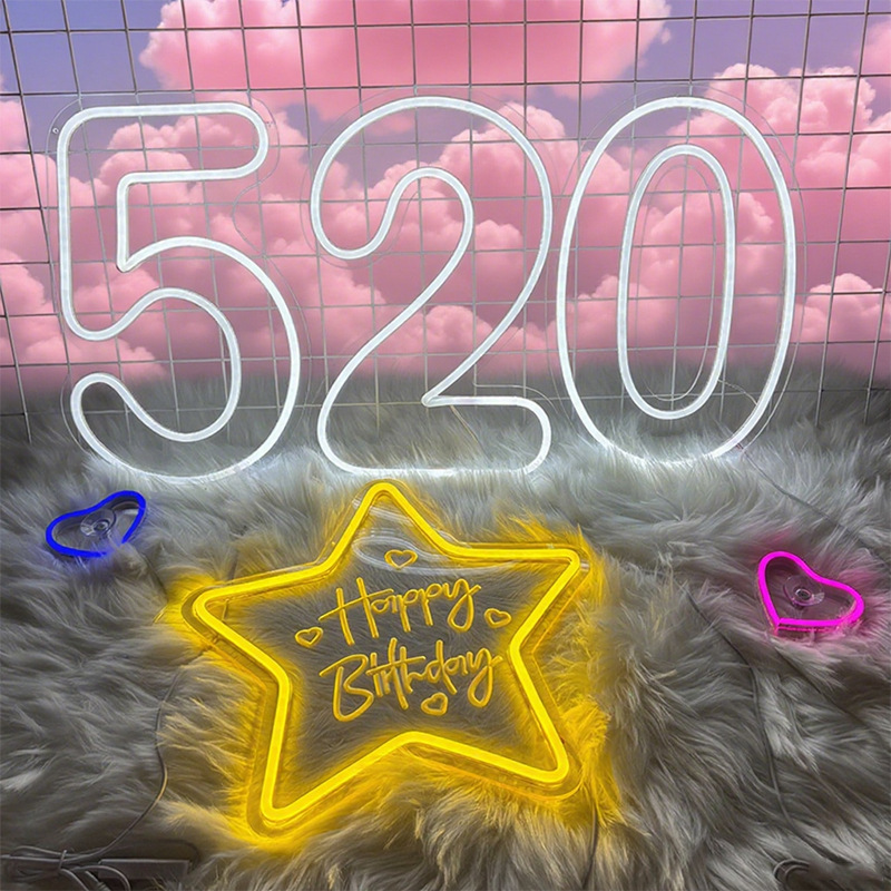 LED luminoso neón luz de modelado digital fiesta de cumpleaños decoración de lámparas de fiestas habitaciones pared LED atmósfera luz