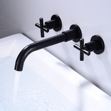 暗装全铜入墙式三件套黑色现代面盆浴室脸盆水龙头洗洗洗面盆