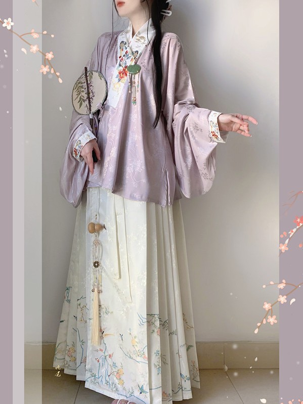 成人女原创泠泠玉茗明制汉服女中国风对交穿交领短衫马面裙春季款-阿里巴巴