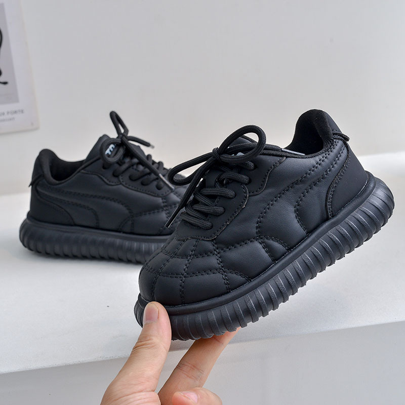 Children's casual 2023 plush new girls' bread leather soft soles boys' sports shoes for small and_voghion.com