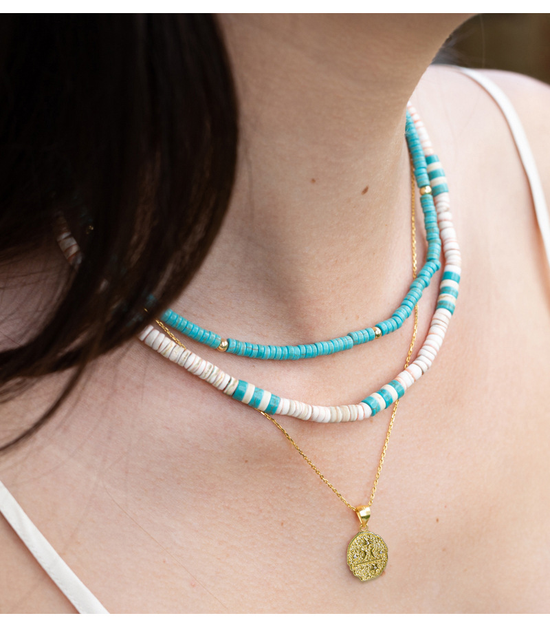 Fashion Geometric turquoise Mixed materials Copper Necklace 1 Piece