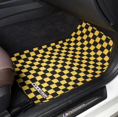 Universal Foot Pad car floor mat set - yellow-and-black-grid-full-5-piece-set-for-the-vehicle