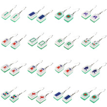 创意趣味耳饰 手作搞怪ins少女麻将ins软妹风日系可爱气质耳坠女