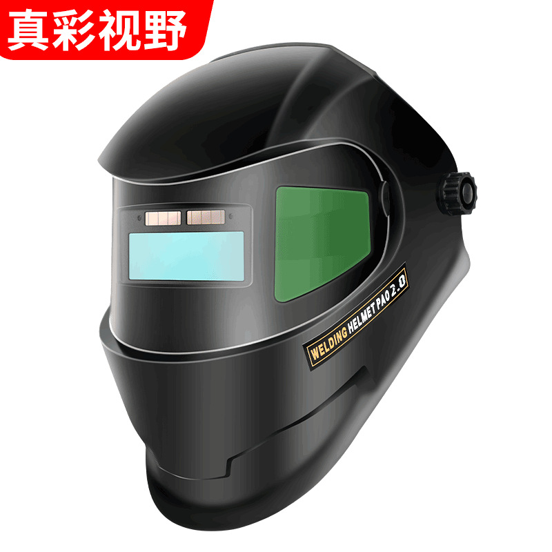 Fabricante mayorista de máscaras de soldadura de correa de cabeza de color real brillante lente de atenuación automática toda la cara ligera montada en la cabeza