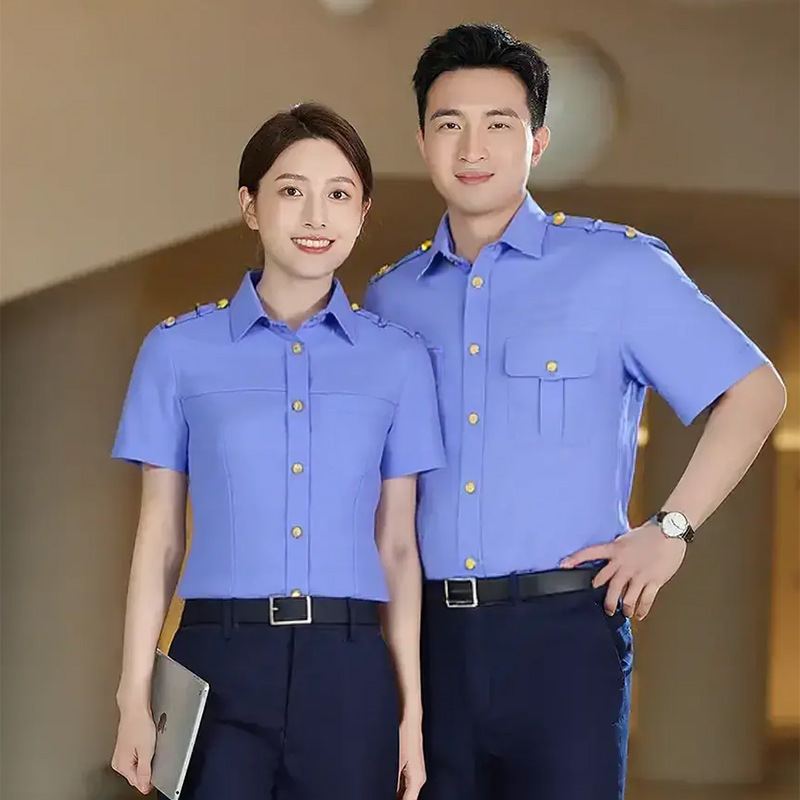 New Railway Uniform Shirt for Men and Women 50 Cotton Short-Sleeved Shirt Work Clothes Blue New Railway School Clothing New Railway Uniform Shirt for Men and Women 50 Cotton Short-Sleeved Shirt Work Clothes Blue New Railway School Clothing