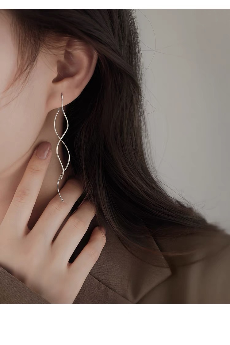 Women's Gender 1 Pair 925 Sterling Silver Solid Color Drop Earrings