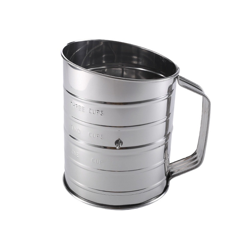 Amazon taza de acero inoxidable tamiz de harina de mano oblicua escala tamiz de harina herramienta para hornear pastel de pan