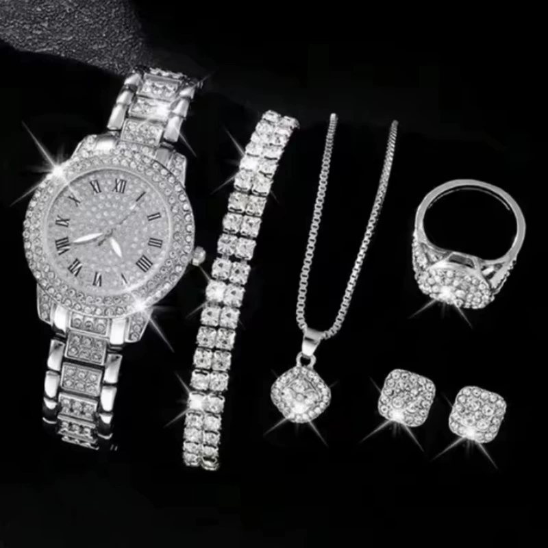 Casual Bracelet and Quartz Watch Set, Fashion Jewelry, Multiple Colors, 23.5 cm