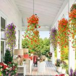 爆款新品仿真16叉尤加利梅花壁挂藤条户外花园吊篮悬挂庭院装饰