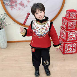 小男孩中国风唐装冬季古风新品斜门襟龙套装新年拜年服一件代发