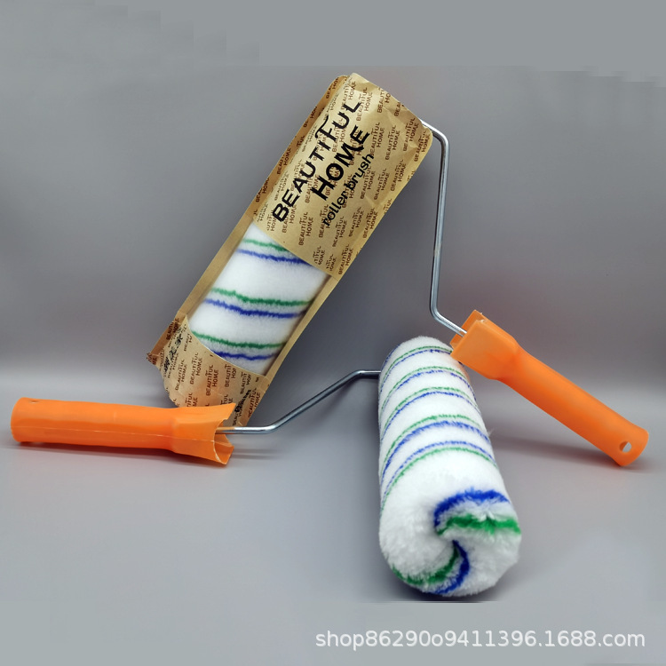 Cepillo de rodillo cepillo de rodillo recubrimiento de pintura 9 pulgadas sin ángulo muerto amarillo azul verde sin ángulo muerto cepillo de rodillo cepillo de rodillo de lana media