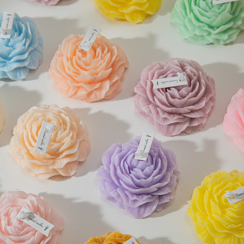 Peony Scented Candle Gift Set with Flowers, Instagram-Inspired Creative Home Decor Candle Set, Cross-Border Candle, Wedding Gift