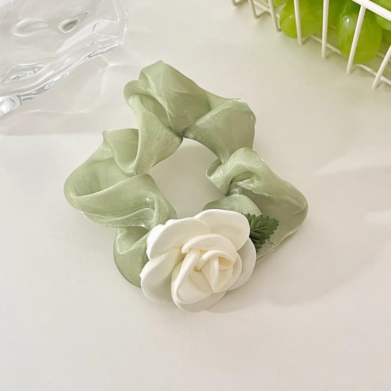 Lazo para el cabello de intestino grueso de encaje de alta calidad de Corea del Sur, flor para la cabeza duradera de todo fósforo, banda de goma de alta elasticidad, bufanda cuadrada, cuerda para el cabello